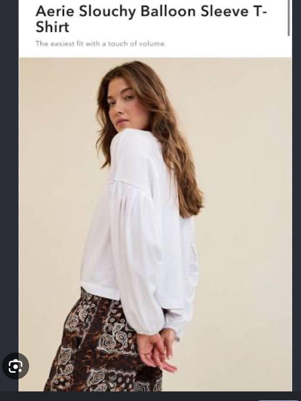 aerie Size XL White Slouchy Balloon Sleeve Top